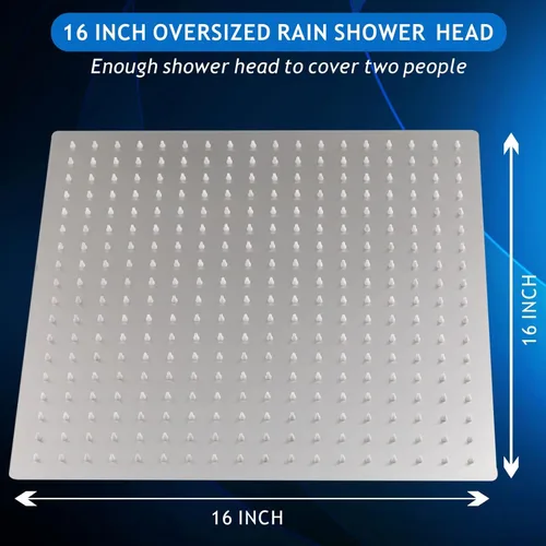 Miniatura 5 de Voolan - Regadera tipo lluvia de metal, cuadrada, de alto flujo, cobertura de cuerpo completo en cascada, montaje universal para techo o pared