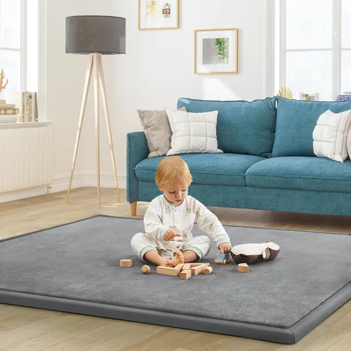 Miniatura 8 de Alfombra de juego para acostar al bebé, alfombrilla para guardería, tapete tipo tatami de espuma viscoelástica de 1.3 pulgadas de grosor, para bebés