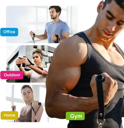 Miniatura 5 de INEVIFIT Juego de Bandas de Resistencia, 150 LBS Bandas de Entrenamiento Apilables para Fuerza, Yoga, Pilates y Entrenamiento Completo del Cuerpo