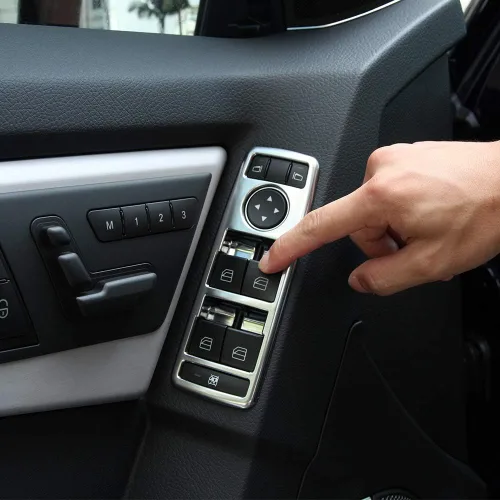 Miniatura 5 de Cubierta de botón de interruptor de elevación de ventana cromada ABS para Mercedes Benz SLK/GLK/G500/A/B/CLA/C W204/GLA/ML/E W212/GLE