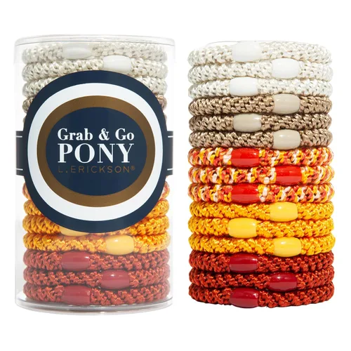 Miniatura 8 de Coleteros dorados para cabello grueso, sujetadores de cola de caballo para llevar, paquete de 8, beige metálico, bandas gruesas sin arrugas