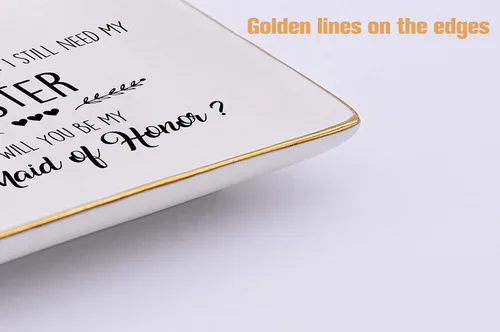 Miniatura 3 de Bandeja de cerámica con texto en inglés "I Found My Mister, But I Still Need My Sister,Will You Be My Maid of Honor", despedida de soltera, regalo