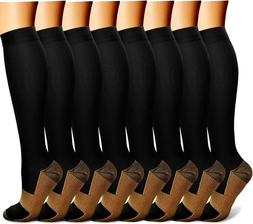 Miniatura 35 de CHARMKING Calcetines de compresión para mujeres y hombres para circulación (8 pares) 15-20 mmHg, mejor soporte para ciclismo atlético