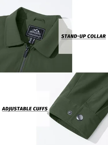Miniatura 5 de Cotrasen Chaquetas ligeras para hombre, chaqueta cortavientos con cremallera completa, chaqueta casual cortavientos
