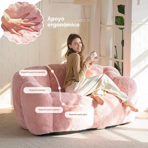 Miniatura 5 de MAXYOYO Puf para adultos, sofá puff en forma de floral, sofá de piel sintética ultrasuave, silla de lectura grande para sala de estar, dormitorio