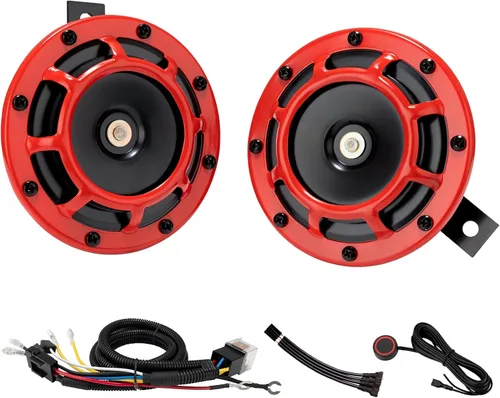 Miniatura 9 de Bocina eléctrica para coche, 12 V, súper fuerte, tono alto/bajo, kit de bocinas dobles de metal con rejilla protectora, 2 bocinas 003399801, montaje