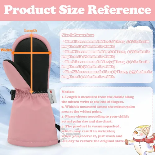 Miniatura 30 de Sarfel Manoplas para niños pequeños, guantes impermeables de nieve y esquí para niños, guantes de invierno para bebés con Thinsulate