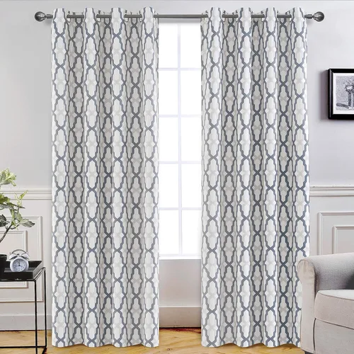 Miniatura 11 de DriftAway Mason - Cortinas térmicas opacas con ojales para ventanas, diseño geométrico de enrejado, 2 paneles, cada uno de 52 pulgadas por 63 Gris
