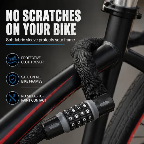Miniatura 5 de Revas - Cerradura de bicicleta resistente con combinación de 5 dígitos antirrobo Cerradura de seguridad resistente a la intemperie y a los cortes