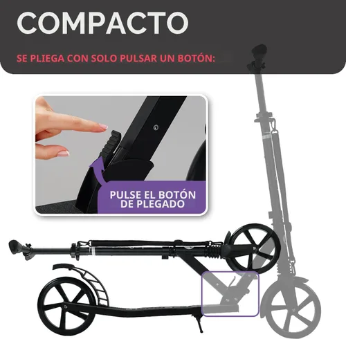 Miniatura 5 de LaScoota Patinete para niños a partir de 6 años, adolescentes y adultos, ruedas de uretano grandes y resistentes de 8 pulgadas. Manillar ajustable