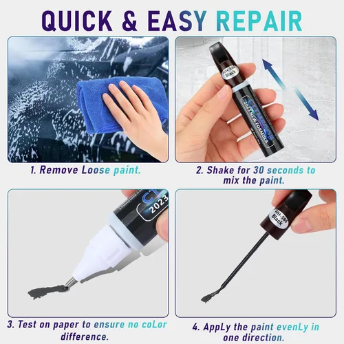 Miniatura 5 de Pintura negra de retoque para automóviles, bolígrafo de reparación de arañazos de pintura de automóvil dos en uno, solución rápida y fácil para Negro