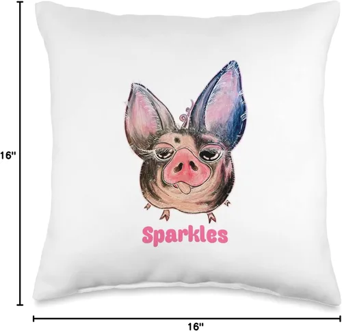 Miniatura 4 de Farm Animals Live Sparkles The Pig - Almohada (16 x 16 pulgadas), multicolor