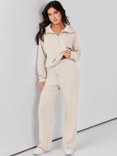 Miniatura 2 de Prinbara Conjunto de 2 piezas para mujer, conjunto de descanso para otoño, sudadera de gran tamaño, pantalón de pierna ancha, casual, conjunto