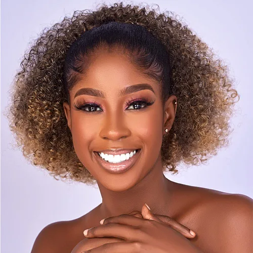 Miniatura 10 de Extensión de cola de caballo rizada con cordón Afro Puff para mujeres negras, extensiones de cabello sintético corto afro Kinkys rizado, extensión