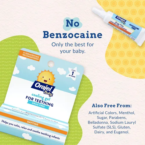 Miniatura 3 de Orajel Gel de Enfriamiento Diurno para Dentición de Bebé, Sin Medicamentos, Marca Recomendada #1 por Pediatras para Dentición*, Un Tubo de 9.6ml