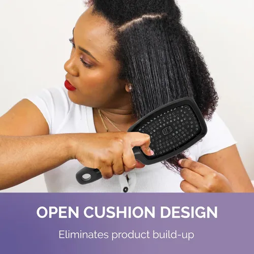 Miniatura 4 de Curl Keeper Flexy - Cepillo de pelo morado para desenredar con cerdas flexibles para uso en la ducha, peinar rizos y eliminar nudos, accesorios