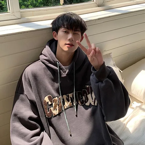 Miniatura 2 de Letter Print Graphic Drawstring Sweatshirt Punk Cool Hoodies for Men Trendy Emo Alt Clothes with Pockets Grunge Outfits
