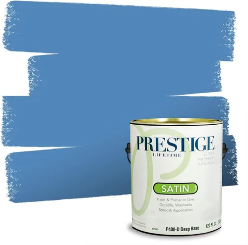 Miniatura 53 de Prestige Paints. - Base y pintura para exteriores en un solo galón, 1 galón. plano, comparable con Sherwin Williams Topsail. SW159-azul hechizante.