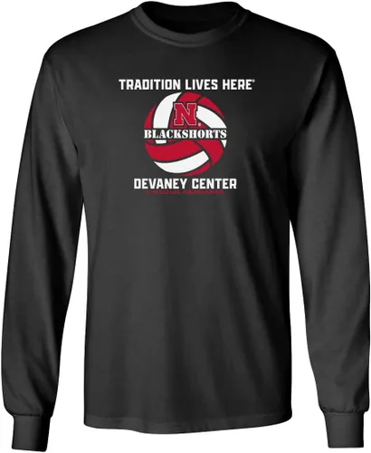 Miniatura 36 de CornBorn Elige tu diseño - Camisetas de manga larga de voleibol de Nebraska Voleibol Script Huskers - Blanco