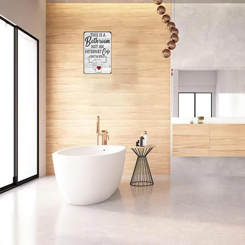 Miniatura 3 de Crazysign Letrero Gracioso y Sarcástico para Decoración de Baño, Letrero de Inodoro con Texto «This Is A Bathroom Not An Internet Cafe Quotes», Arte