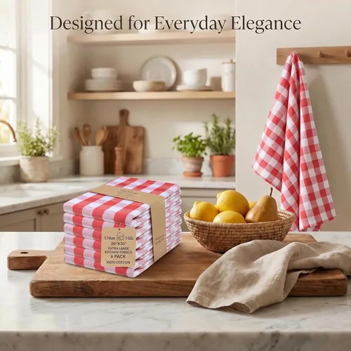 Miniatura 5 de Urban Villa - Toallas de cocina 100% algodón, paños de cocina para la cocina (juego de 6) 20”x30” Paños de cocina altamente absorbentes, juego