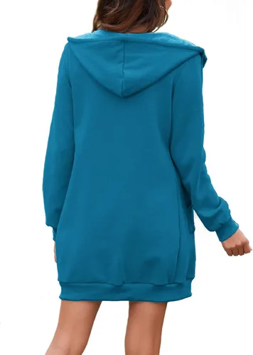 Miniatura 2 de Locryz Sudadera con capucha y bolsillos casuales para mujer con cremallera y forro polar