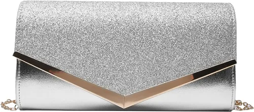 Miniatura 3 de Queena Bolso de mano de noche brillante con purpurina para mujer, bolso de mano con cadena para boda, fiesta, graduación, regalo para mamá, esposa