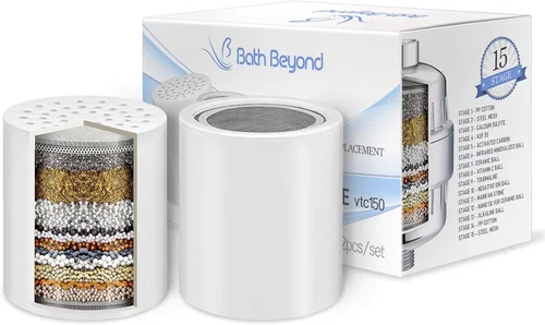 Cartucho de repuesto de filtro de ducha de 15 etapas (paquete de 2) filtro de ducha con vitamina C para agua dura, filtro de agua de ducha que