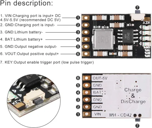 Miniatura 4 de 6 unids 2A 5V descarga de carga módulo integrado 3.7 V 4.2 V para batería de litio 18650 con aumento de carga Módulo de placa PCB de protección