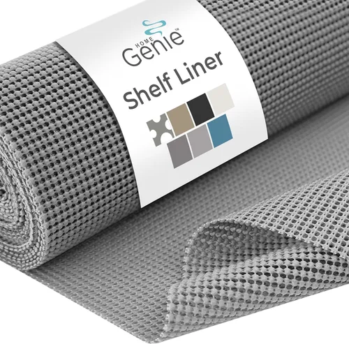 HOME GENIE - Forro para estantes, cajones y armarios, duradero con fuerte agarre, 44.5 cm x 3 m, forros no adhesivos para proteger gabinetes de
