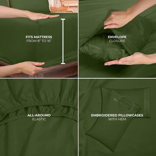 Miniatura 7 de ROYALE LINENS Juego de sábanas de 4 piezas, microfibra suave cepillada de 1800 hilos, 1 sábana bajera, 1 sábana encimera, 2 fundas de almohada, sin