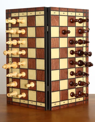 Miniatura 7 de Juego de ajedrez de madera magnético grande de 17 pulgadas, perfecto para adultos y principiantes, hecho a mano, juegos de mesa de diseño plegable