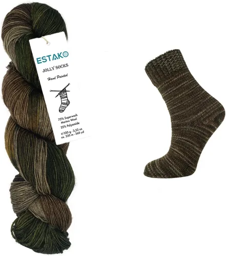Miniatura 8 de Estako Jolly Socks Hilo Pintado a Mano 75% Lana Merino Superwash y 25% Poliamida (Fine/Sport 2 Peso) / 3.52 Oz - 100 gr / 360 Yardas - 330 mt