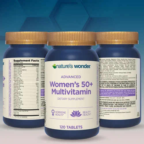 Miniatura 8 de Nature's Wonder Suplemento multivitamínico/multimineral avanzado para mujer 50+ con vitamina D3 y vitaminas B, 120 tabletas, suministro para 120 días