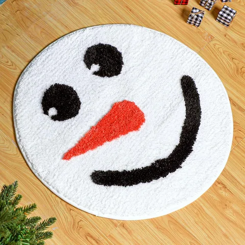 Miniatura 8 de Ceenna Alfombra de baño de Navidad, tapete de baño blanco con muñeco de nieve de 24 x 24 pulgadas, absorbente, tapete antideslizante y lavable