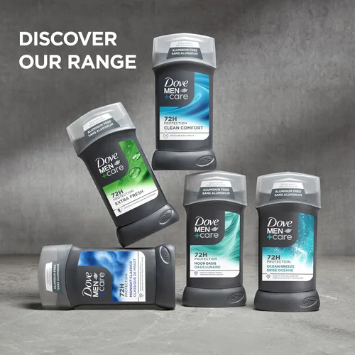 Miniatura 7 de Dove Men+Care - Desodorante sin aluminio Moon Oasis, 4 unidades para un aroma duradero, con protección contra olores 72H, 3.0 onzas