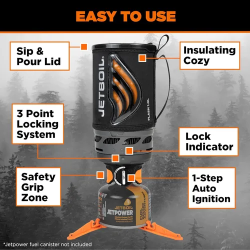 Miniatura 5 de Jetboil Estufa portátil de ebullición rápida para acampar y mochilero con encendido automático de 1 paso, quemador de propano/isobutano con taza