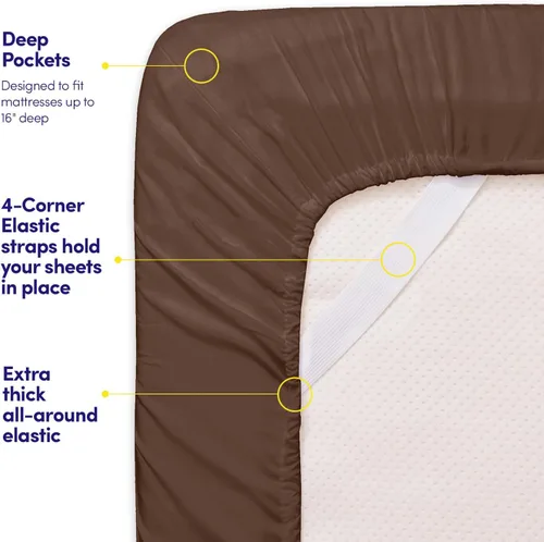 Miniatura 288 de 1500 Supreme Collection - Juego de sábanas y fundas de almohada para colchón, extrasuaves, correas elásticas en las esquinas, sábanas de bolsillo