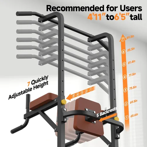 Miniatura 4 de Power Tower - Barra de dominadas para gimnasio en casa, estación de entrenamiento multifunción con altura ajustable, capacidad de 440 libras, base