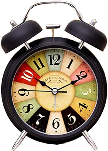 Reloj de escritorio creativo de cuarzo de 6 pulgadas, 3D, dos campanas, diseño moderno, silencioso, sin tictac, analógico, para niños, con luz