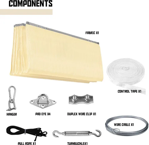 Miniatura 7 de TANG Cubierta de Sombra para Pérgola de 7' x 16', Toldo Retráctil, Toldos de Sombra Solar para Pérgolas de Patio Exterior, Kit para Terraza Patio