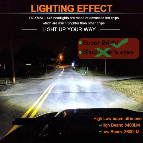 Miniatura 5 de 4 Piezas Faros Delanteros LED de 4x6 Pulgadas Aprobados por DOT con Ojo de Diablo Rojo DRL Compatibles para 1986 Che-vrolet CK 10 Rectangular H4656
