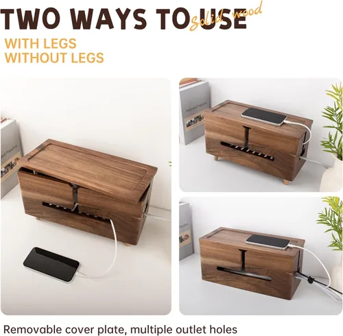 Miniatura 2 de Caja grande de organización de cables – Caja organizadora de cables y caja de regletas de alimentación para gestión de cables eléctricos – Ocultar