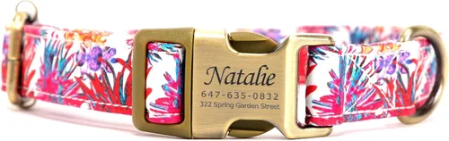 Miniatura 24 de Collar de perro personalizado con nombre y número de teléfono grabado, collar ajustable personalizado para cachorros, collar de algodón orgánico