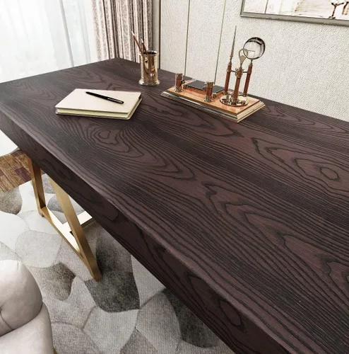 Miniatura 12 de Livelynine Papel de contacto de madera de roble oscuro para encimeras de escritorio, despegar y pegar, envoltura de vinilo de grano de madera