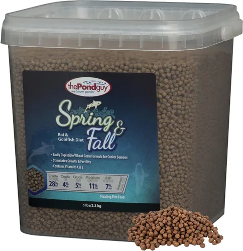 Miniatura 10 de The Pond Guy Spring & Fall - Alimento para peces con germen de trigo para Koi y Goldfish, pellets flotantes prémium para clima frío, fórmula