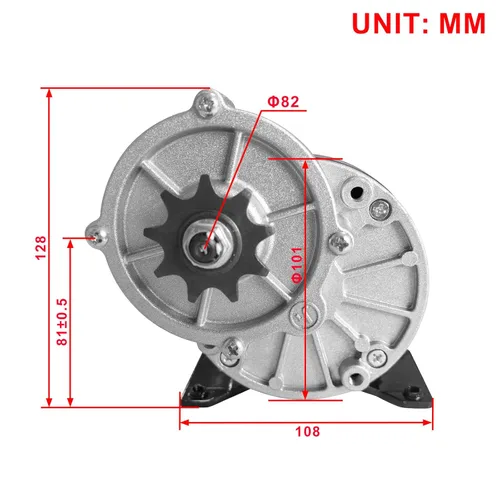 Miniatura 2 de Motor de reducción de engranajes DC 12V 250W con piñón de 9 dientes, motor cepillado MY1016Z2 para scooter E, sillas de ruedas eléctricas