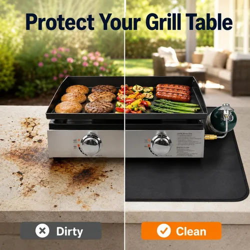 Miniatura 5 de FLASLD Tapete para debajo de la parrilla Blackstone a prueba de fuego y resistente al agua, protege tu mesa de preparación y mesa de parrilla al