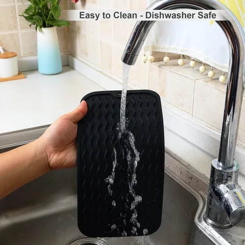 Miniatura 5 de ZLR 2 bandejas de silicona para fregadero (6 x 12 pulgadas/6.024 x 12.008 in) - Soporte estrecho para esponja para encimera de cocina - Tapete Negro