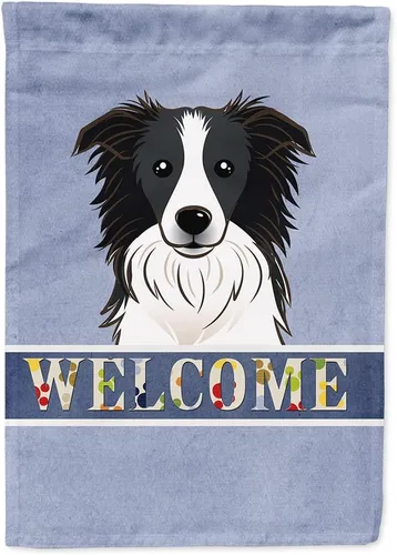 Caroline's Treasures BB1427CHF Border Collie - Bandera de bienvenida para casa, color azul, grande, con manga para porche, decorativo, exterior,